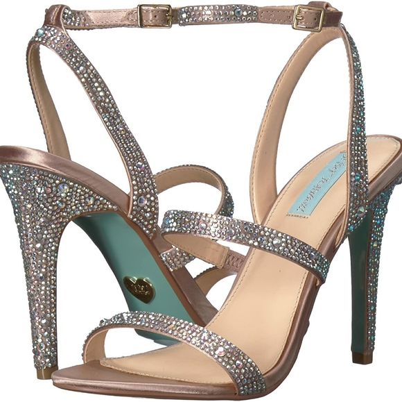 NIB Rare Limited Edition Blue by Betsey Johnson Aubry Rhinestone Crystal Heels - Picture 2 of 14